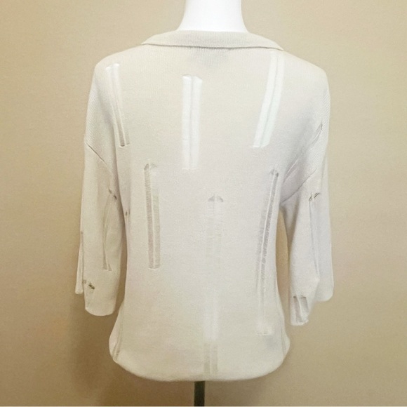 VRG GRL Distressed Oversized Relaxed Fit Knit Collared Polo Neutral Tan AU 6/ XS - Picture 5 of 11